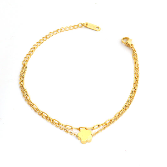 Tiny Bloom Double Chain Bracelet