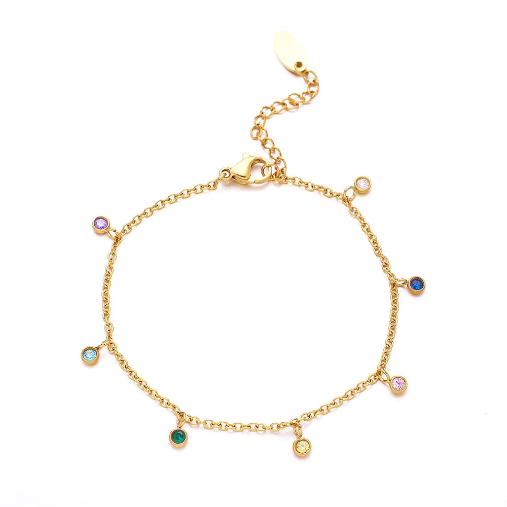 Multicolor Cubic Gold Bracelet