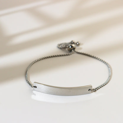 Engrave Silver Horizontal Bar Adjustable Bracelet