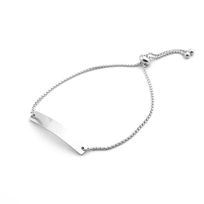 Engrave Silver Horizontal Bar Adjustable Bracelet