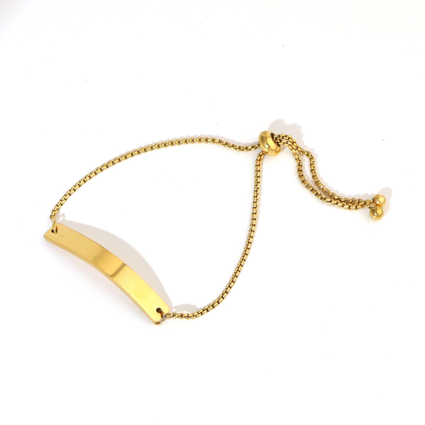 Engrave Gold Horizontal Bar Adjustable Bracelet