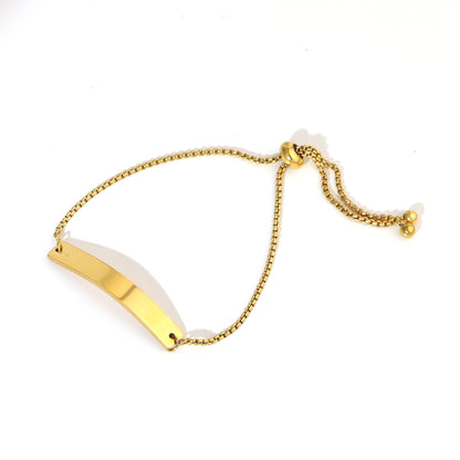 Engrave Gold Horizontal Bar Adjustable Bracelet