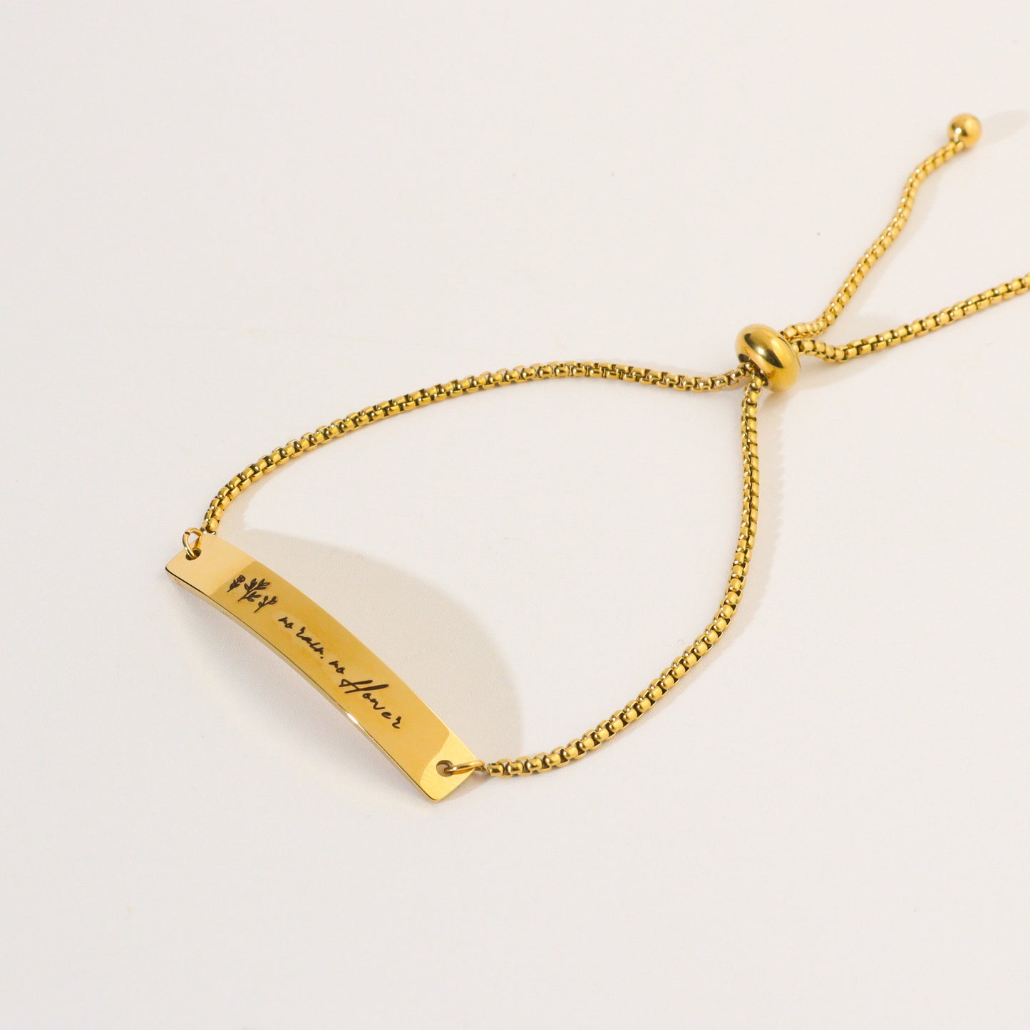 Engrave Gold Horizontal Bar Adjustable Bracelet