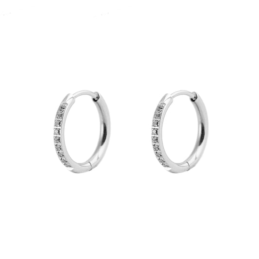 Medium Glimmer Silver Hoop Earrings