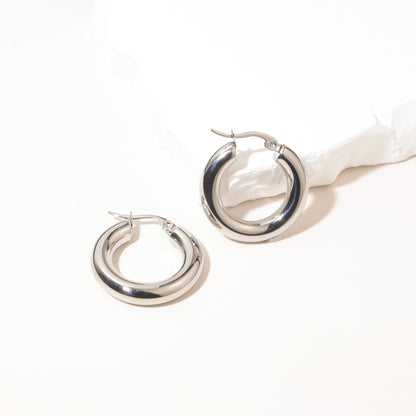 Fun Hoop Silver Earrings