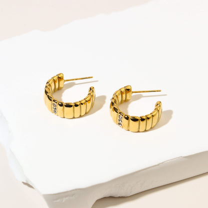 Cubic Ridge Hoop Earrings