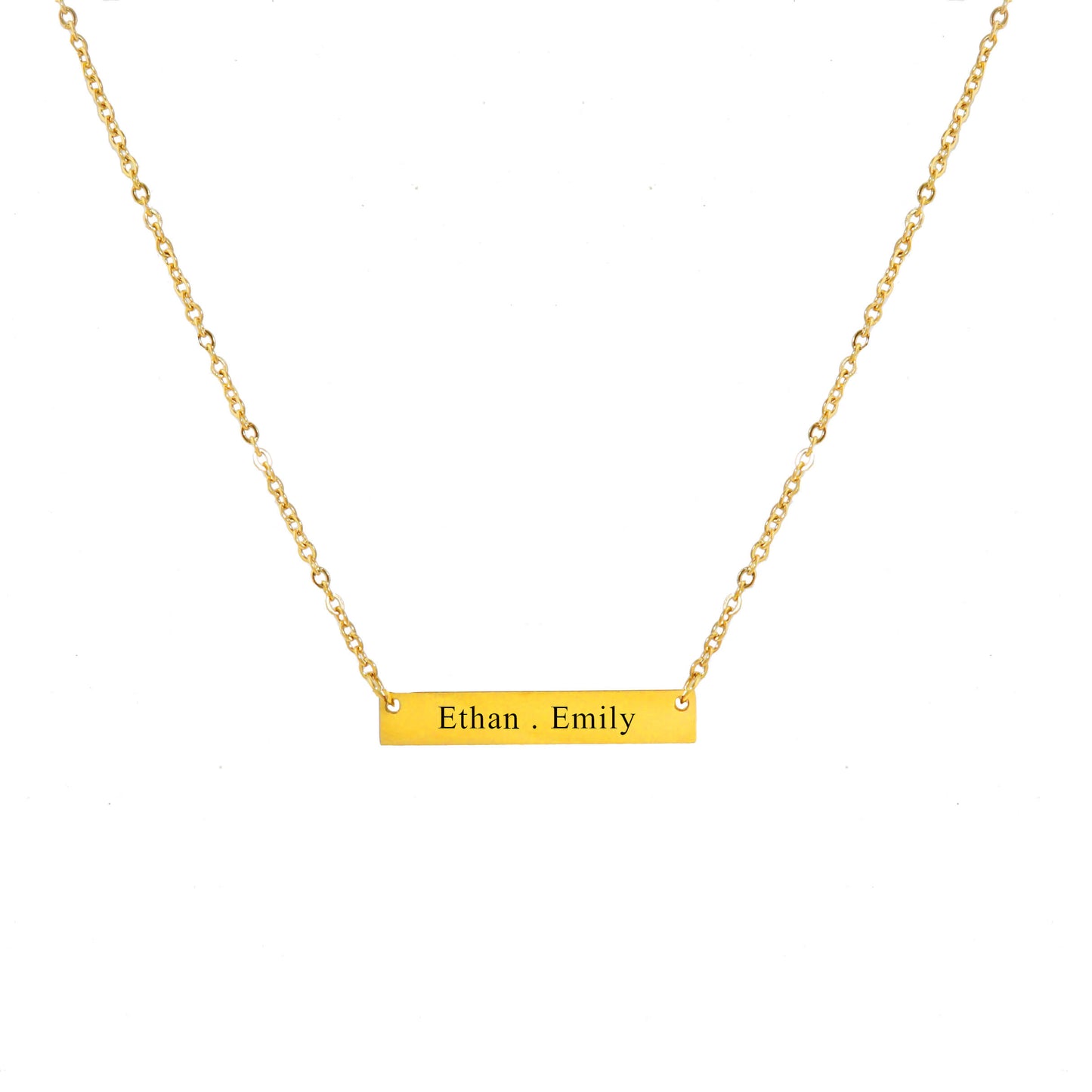 Engrave Gold Horizontal Bar Necklace