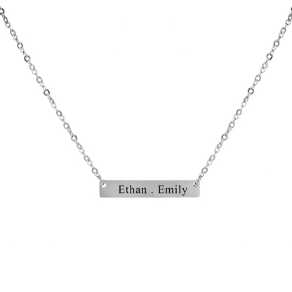 Engrave Silver Horizontal Bar Necklace