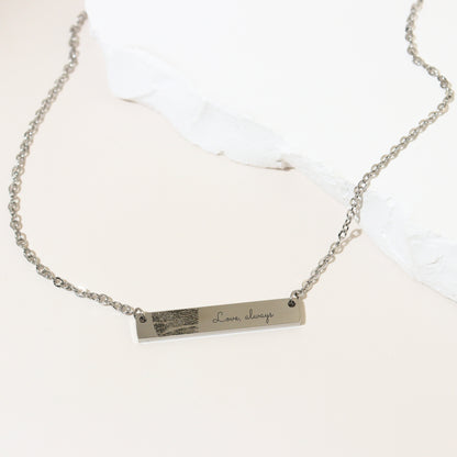 Engrave Silver Horizontal Bar Necklace