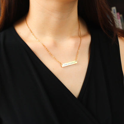 Engrave Gold Horizontal Bar Necklace