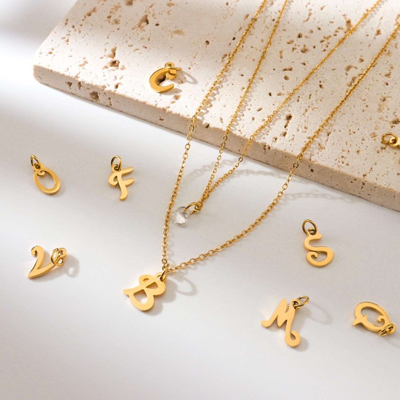 Layered hot sale monogram necklace